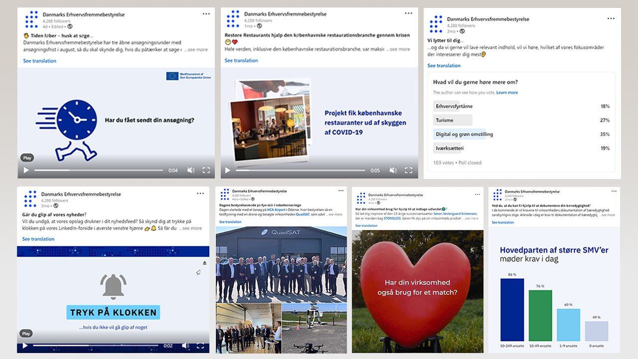 Grafik, billedkarruseller, videoer og tekster til LinkedIn