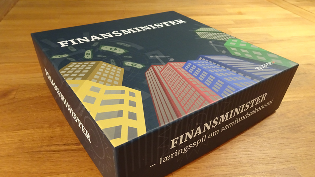 Brætspillet Finansminister til samfundsfag på gymnasiet
